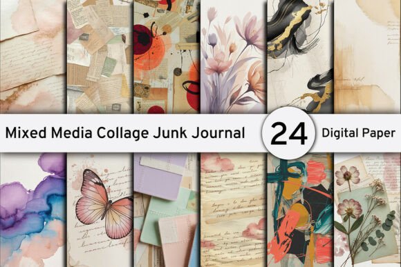 Elevate Your Designs with Mixed Media Collage Papers Backgrounds