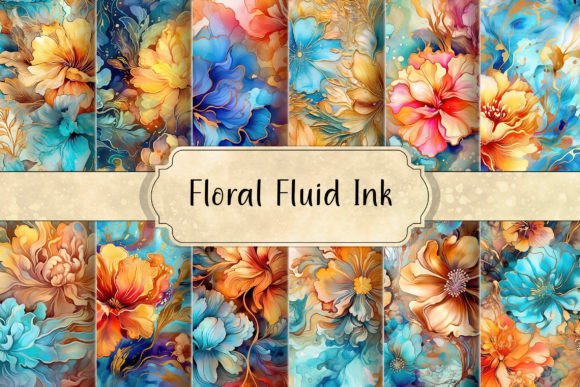 Floral Fluid Ink Backgrounds: A Vibrant Design Asset
