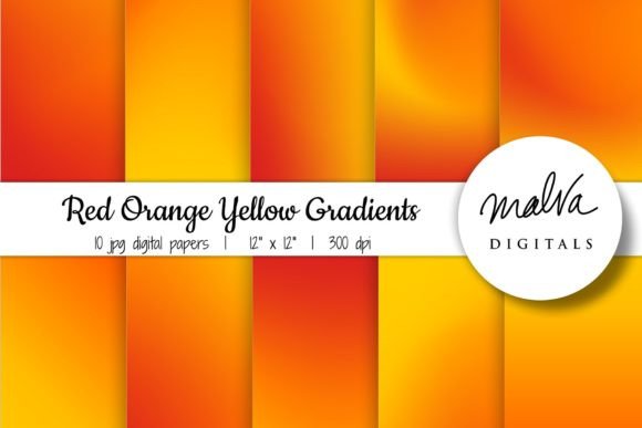 Red Orange Yellow Gradients: Warm Summer Digital Papers